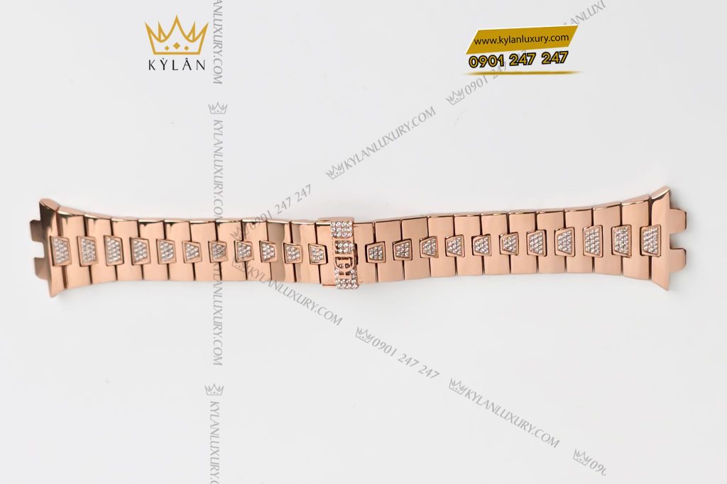 Kỳ Lân Luxury Day dong ho vang nguyen khoi Au750 dinh kim cuong khac ten 8 1 Dây đồng hồ vàng nguyên khối Au750 đính kim cương khắc tên