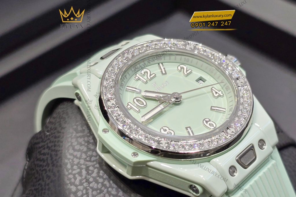 Kỳ Lân Luxury Dong Ho Hublot Big Bang One Click Mint Green Ceramic Diamonds 33mm 2 Đồng hồ Hublot Big Bang One Click Mint Green Ceramic Diamonds 33mm