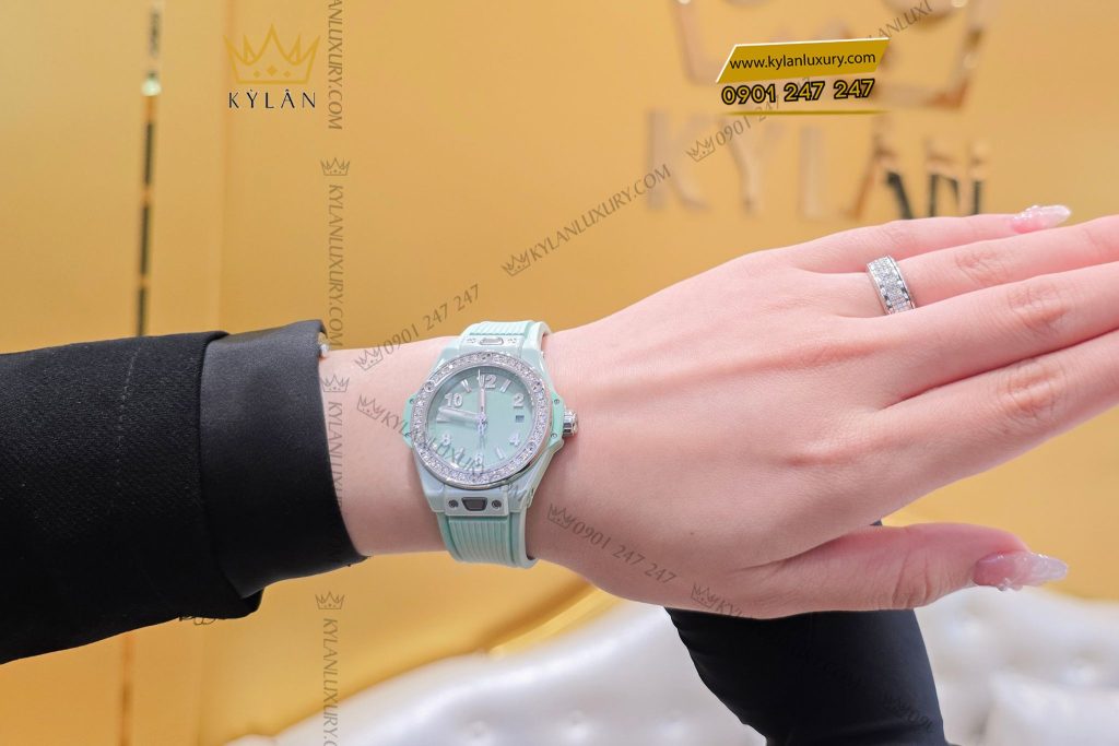Kỳ Lân Luxury Dong Ho Hublot Big Bang One Click Mint Green Ceramic Diamonds 33mm 5 Đồng hồ Hublot Big Bang One Click Mint Green Ceramic Diamonds 33mm