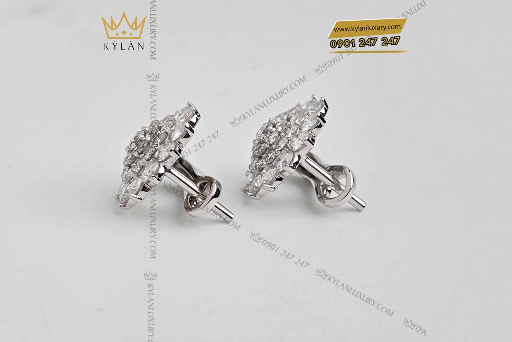 Kỳ Lân Luxury bong tai vang trang nguyen khoi au750 dinh kim cuong 7 1 Bông tai vàng trắng nguyên khối Au750 đính kim cương