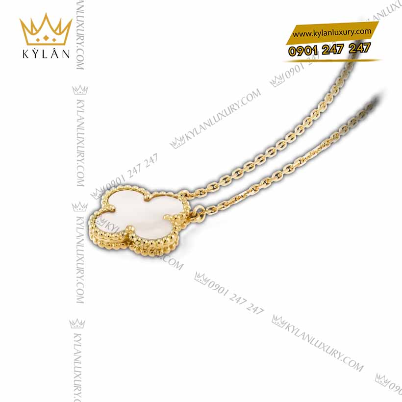 Kỳ Lân Luxury day chuyen co bon la vang nguyen khoi au750 mat xa cu 5 Dây chuyền cỏ bốn lá vàng nguyên khối Au750 mặt xà cừ