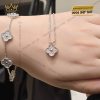 Dây chuyền cỏ bốn lá vàng trắng nguyên khối Au750 đính kim cương