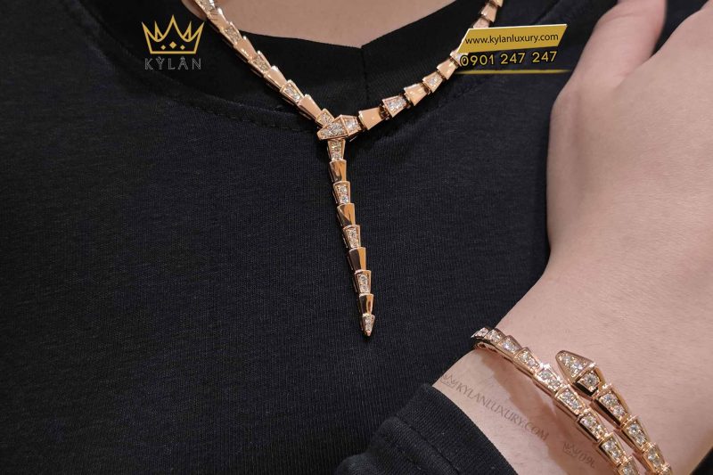 Dây chuyền vàng nguyên khối Au750 đính kim cương