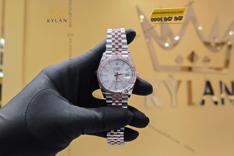 Đồng hồ Rolex Datejust 36 126231-0033 mặt số họa tiết gấp nếp ánh bạc