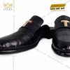 Giày da cá Alligator đính logo chữ T vàng nguyên khối Au750
