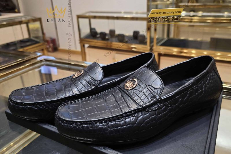 Giày da cá Alligator đính logo vương miện Kỳ Lân