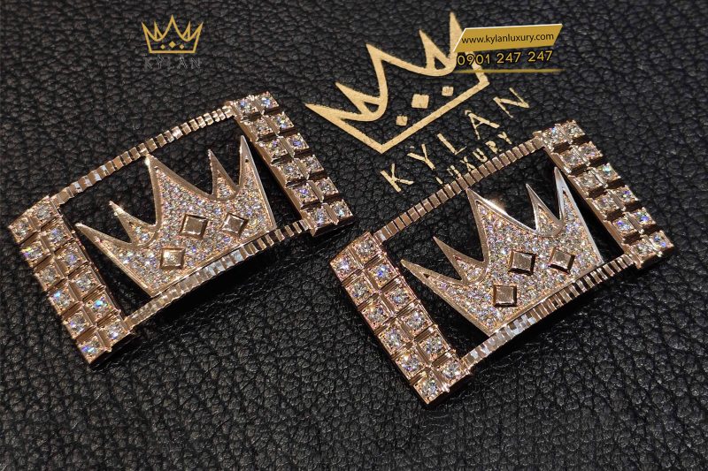 Giày nam da cá Alligator đính logo vương miện full kim cương