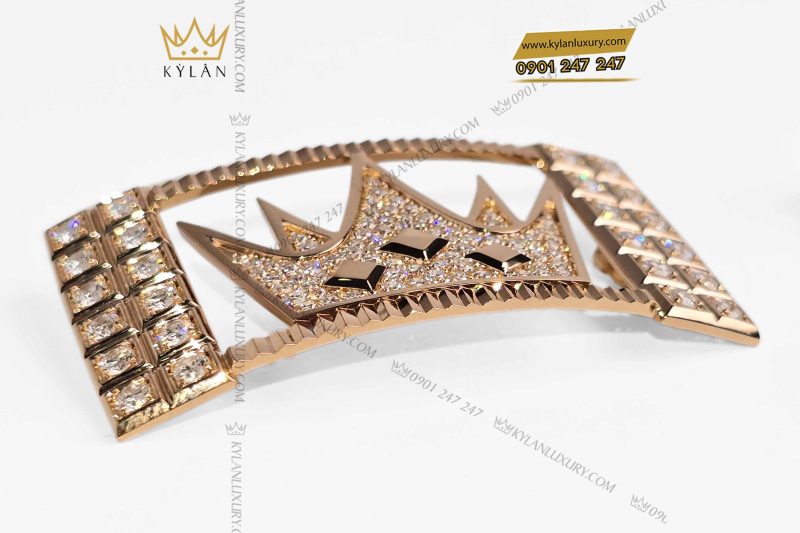 Giày nam da cá Alligator đính logo vương miện full kim cương