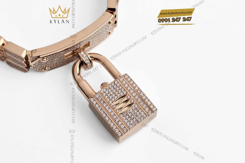 Lắc tay ổ khóa vàng nguyên khối Au750 đính kim cương