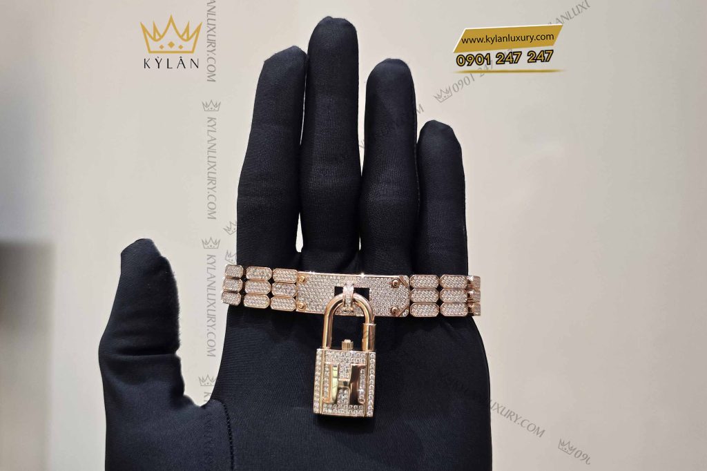 Kỳ Lân Luxury lac tay o khoa vang nguyen khoi au750 dinh kim cuong 4 Lắc tay ổ khóa vàng nguyên khối Au750 đính kim cương