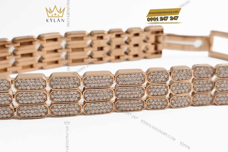 Lắc tay ổ khóa vàng nguyên khối Au750 đính kim cương