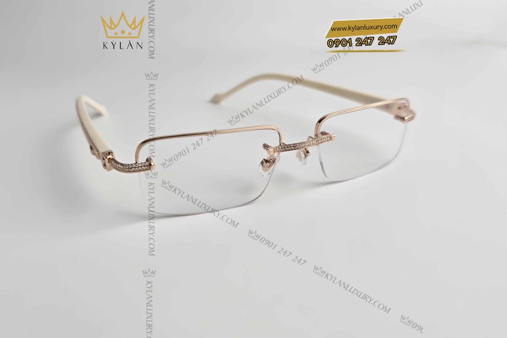 Kỳ Lân Luxury mat kinh vang nguyen khoi au750 mix trang nga dinh full kim cuong 7 Mắt kính vàng nguyên khối Au750 mix trắng ngà đính full kim cương