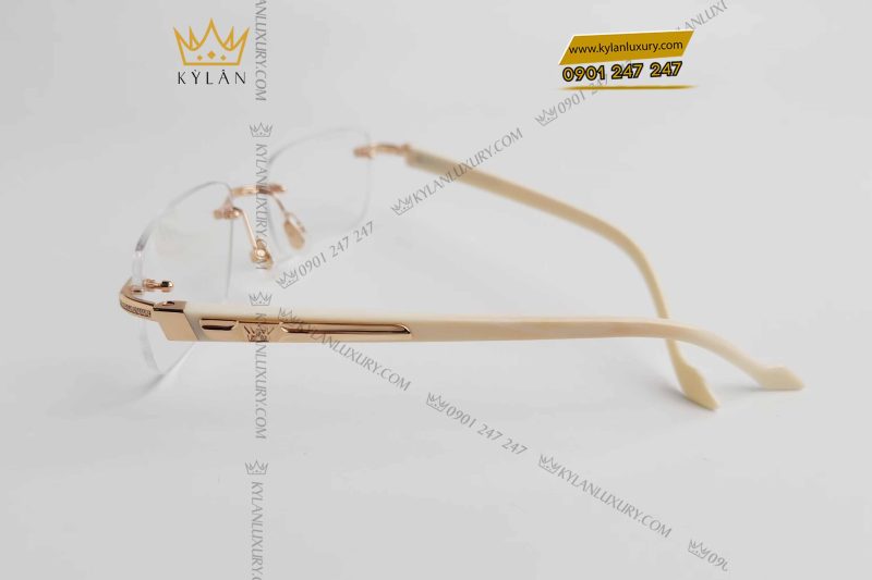 Mắt kính vàng nguyên khối Au750 mix trắng ngà đính kim cương