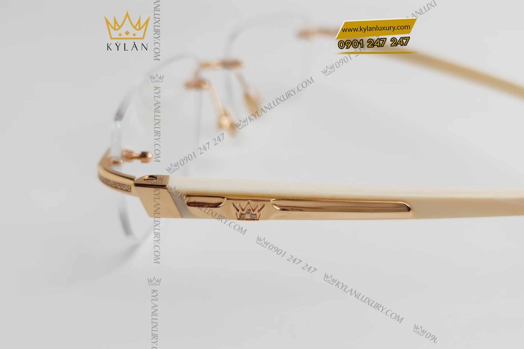 Kỳ Lân Luxury mat kinh vang nguyen khoi au750 mix trang nga dinh kim cuong 11 Mắt kính vàng nguyên khối Au750 mix trắng ngà đính kim cương