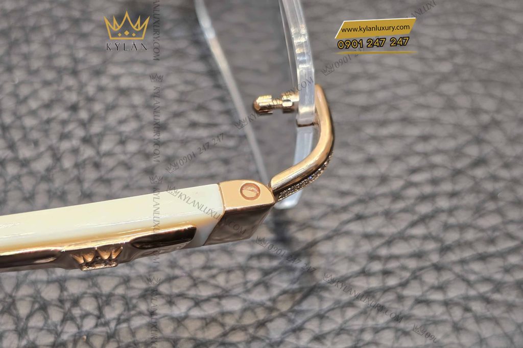 Kỳ Lân Luxury mat kinh vang nguyen khoi au750 mix trang nga dinh kim cuong 8 Mắt kính vàng nguyên khối Au750 mix trắng ngà đính kim cương
