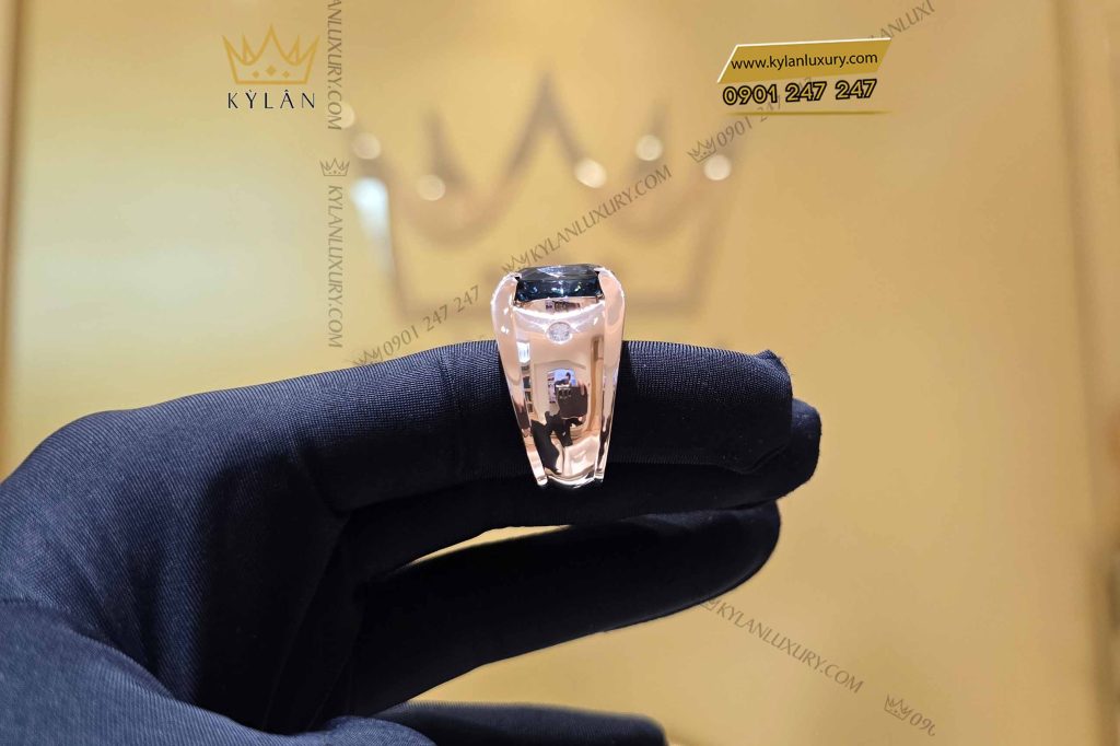 Kỳ Lân Luxury nhan nam vang nguyen khoi au750 dinh da quy xanh 6 Nhẫn nam vàng nguyên khối Au750 đính đá quý xanh