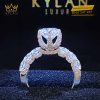 Nhẫn nữ vàng trắng nguyên khối Au750 đính viên chủ 8ly1