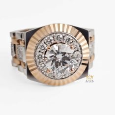 Nhẫn Rolex demi vàng nguyên khối Au750 đính viên chủ 8ly1