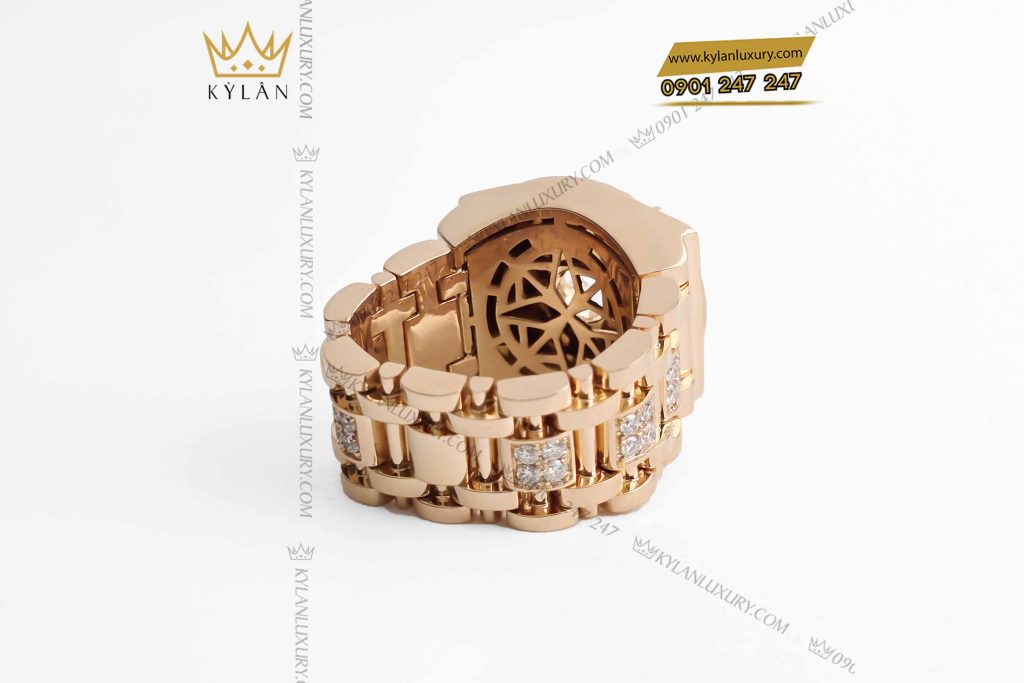 Kỳ Lân Luxury nhan rolex vang hong nguyen khoi au750 dinh vien chu 9ly 8 Nhẫn Rolex vàng hồng nguyên khối Au750 đính viên chủ 9ly