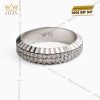 Nhẫn Rolex xoay vàng trắng nguyên khối Au750 đính 2 hàng kim cương
