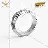 Nhẫn Rolex xoay vàng trắng nguyên khối Au750 đính 2 hàng kim cương