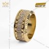 Nhẫn Rolex xoay vàng vàng nguyên khối Au750 đính 3 hàng kim cương