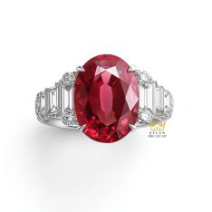 Nhẫn Roselle vàng nguyên khối Au750 đính đá quý