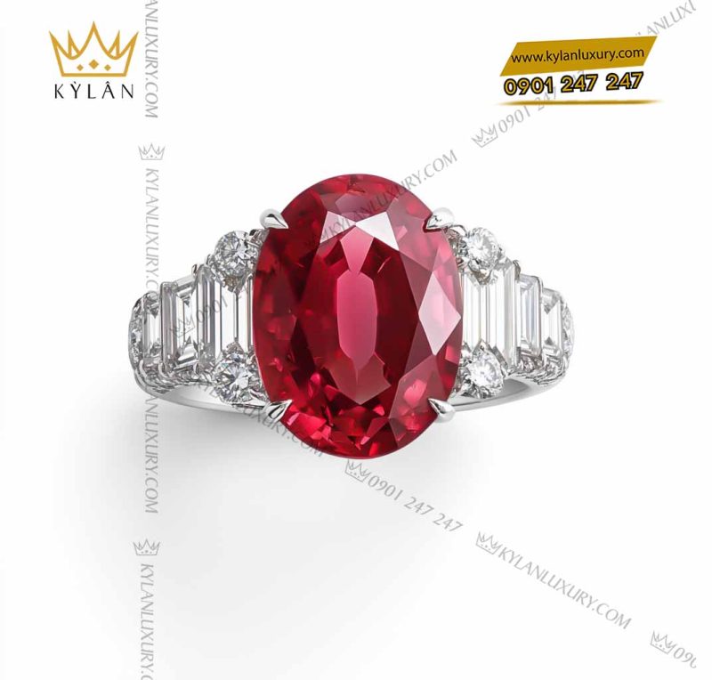 Nhẫn Roselle vàng nguyên khối Au750 đính đá quý