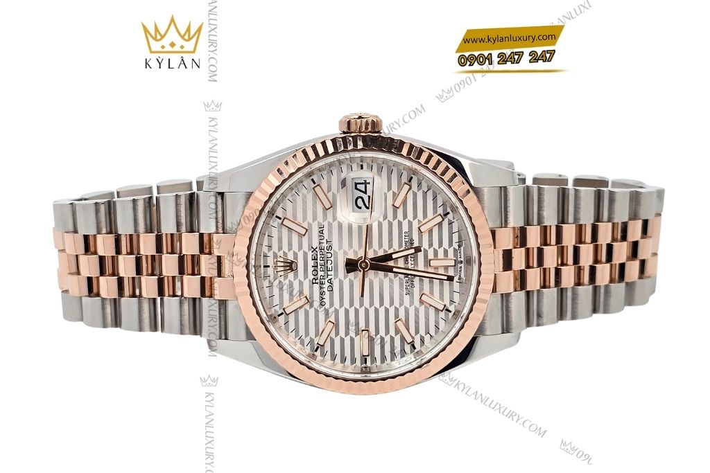 Kỳ Lân Luxury rolex datejust 36 126231 mat gap nep 1 Đồng hồ Rolex Datejust 36 126231-0033 mặt số họa tiết gấp nếp ánh bạc
