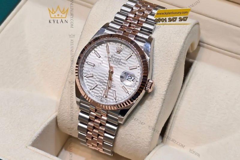 Đồng hồ Rolex Datejust 36 126231-0033 mặt số họa tiết gấp nếp ánh bạc