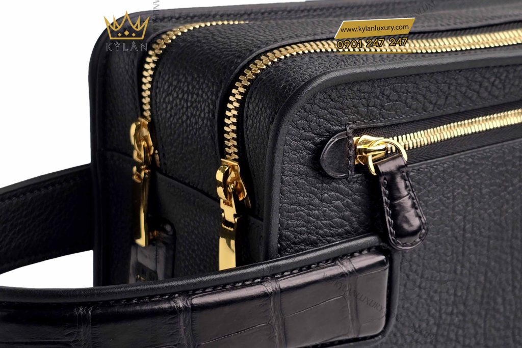 Kỳ Lân Luxury tui kylan golf da togo mix da alligator dinh logo vuong mien 4 Túi KyLan Golf da Togo mix da Alligator đính logo vương miện
