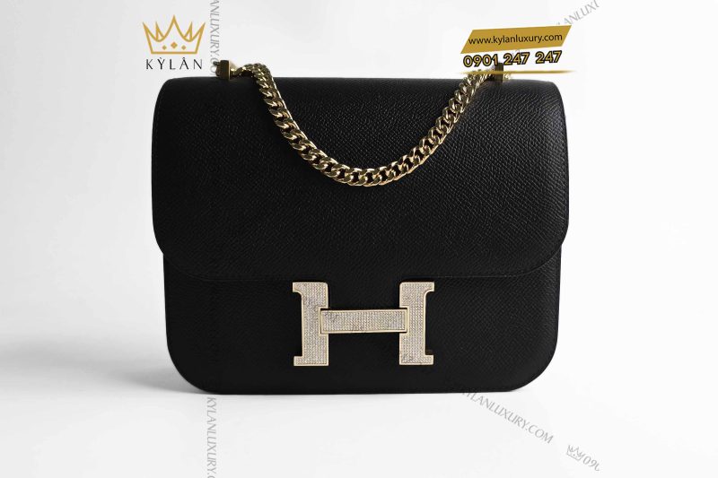 Túi xách nữ da Epsom đính logo chữ H kim cương