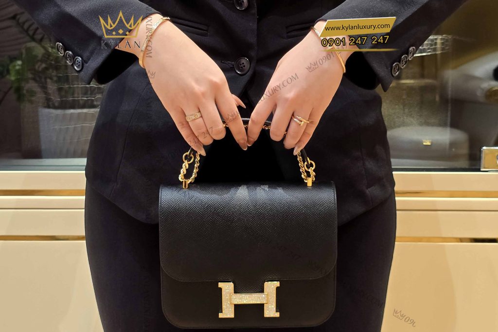 Kỳ Lân Luxury tui xach nu da epsom dinh logo chu h kim cuong 6 Túi xách nữ da Epsom đính logo chữ H kim cương