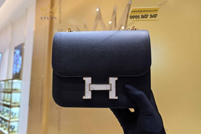 Túi xách nữ da Epsom đính logo chữ H kim cương