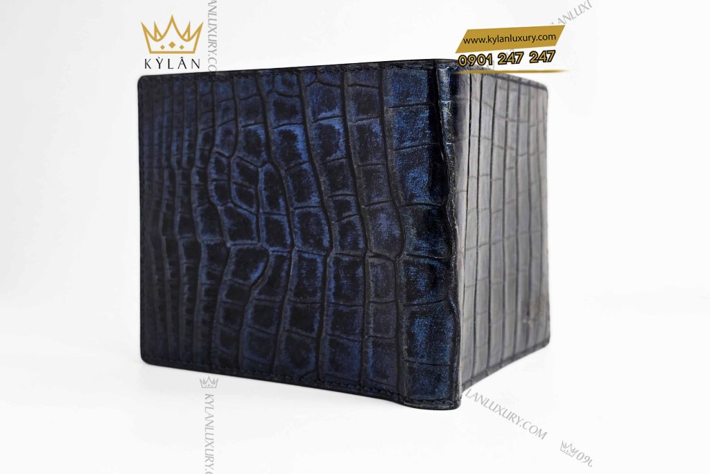 Kỳ Lân Luxury vi nam da ca alligator xanh duong 4 Ví nam da cá Alligator xanh dương