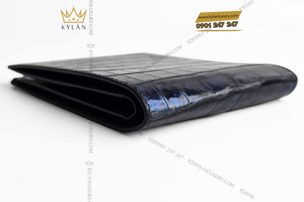 Kỳ Lân Luxury vi nam da ca alligator xanh duong 5 Ví nam da cá Alligator xanh dương