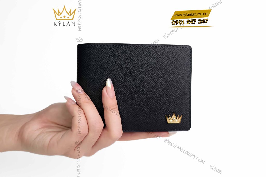 Kỳ Lân Luxury vi nam da epsom dinh logo vuong mien 2 Ví nam da Epsom đính logo vương miện