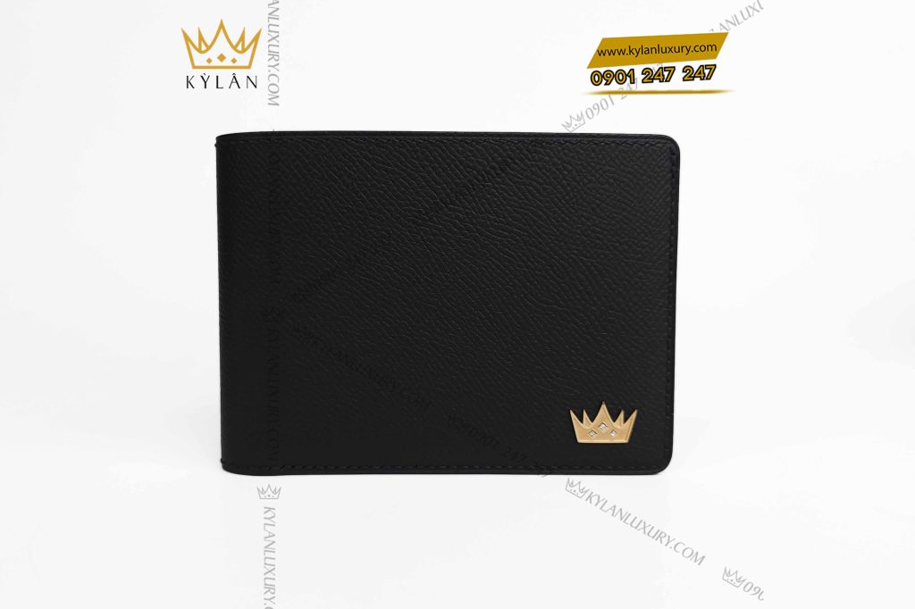 Kỳ Lân Luxury vi nam da epsom dinh logo vuong mien 4 Ví nam da Epsom đính logo vương miện