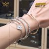 Vòng tay đinh vàng nguyên khối Au750 đính kim cương