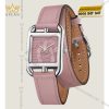 bộ máy quartz Thụy Sĩ cao cấp, được Hermès kiểm định nghiêm ngặt về độ chính xác. Với công nghệ tiết kiệm năng lượng tiên tiến, mỗi lần thay pin có thể sử dụng liên tục trong 3-5 năm. Sai số cực nhỏ (±15 giây/tháng)