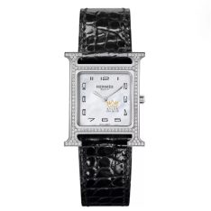 Hermès Heure H Watch 25mm mặt số xà cừ trắng