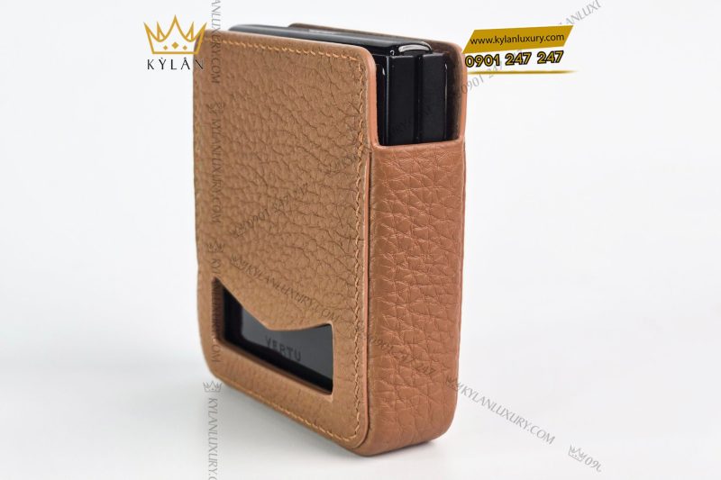Bao da điện thoại Vertu Ironflip da Togo màu nâu