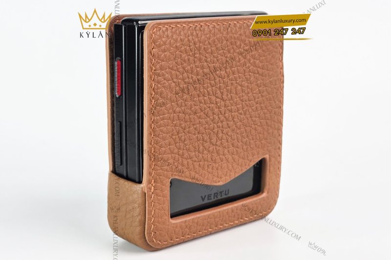 Bao da điện thoại Vertu Ironflip da Togo màu nâu