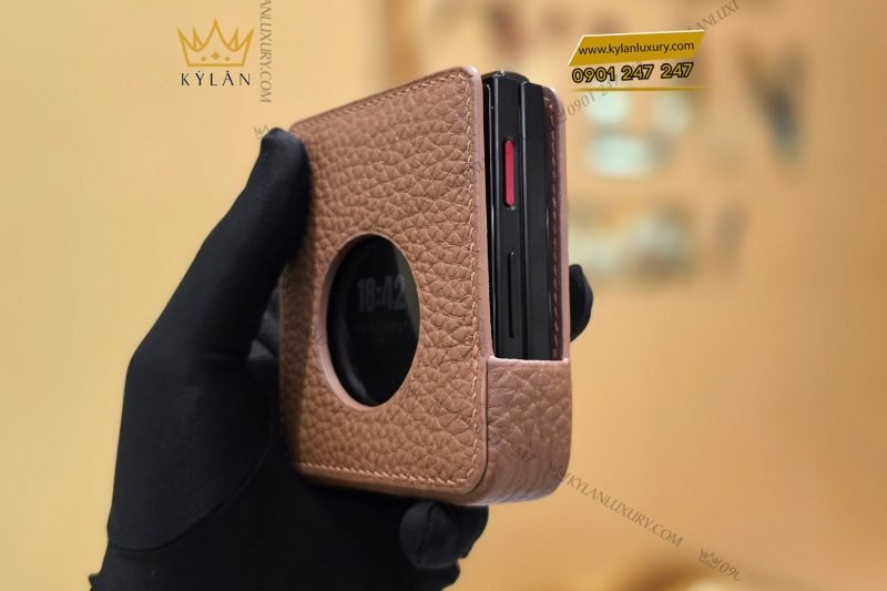 Bao da điện thoại Vertu Ironflip da Togo màu nâu