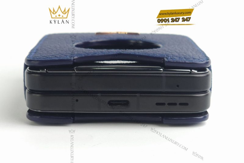 Bao da điện thoại màn hình gập Vertu Ironflip da Togo màu xanh blue