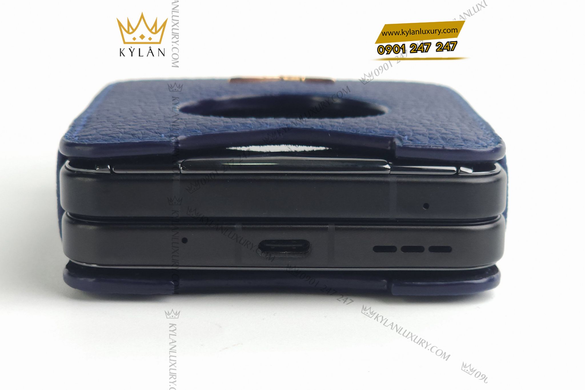 Kỳ Lân Luxury Bao da dien thoai man hinh gap Vertu Ironflip da Togo mau xanh blue 11 Bao da điện thoại màn hình gập Vertu Ironflip da Togo màu xanh blue
