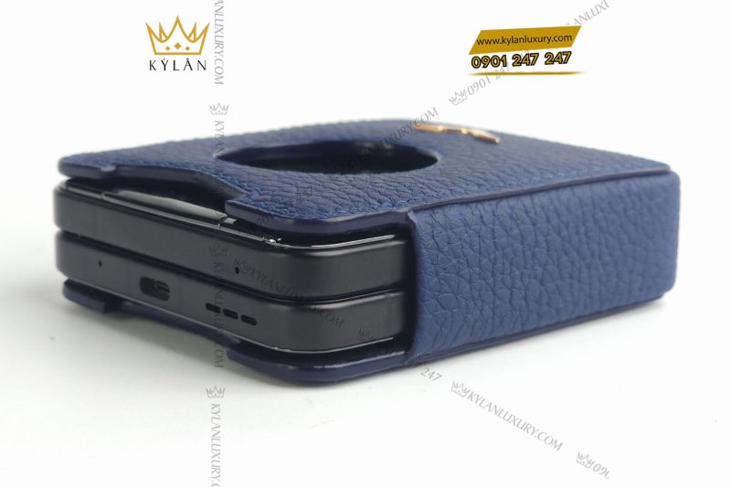 Bao da điện thoại màn hình gập Vertu Ironflip da Togo màu xanh blue