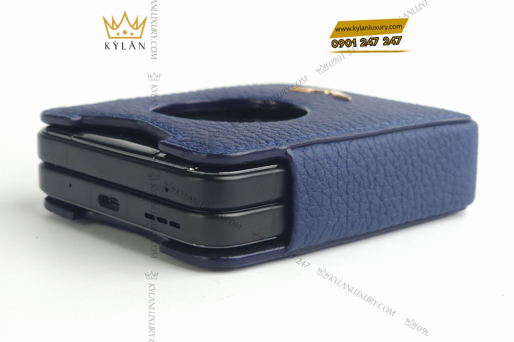 Kỳ Lân Luxury Bao da dien thoai man hinh gap Vertu Ironflip da Togo mau xanh blue 12 Bao da điện thoại màn hình gập Vertu Ironflip da Togo màu xanh blue