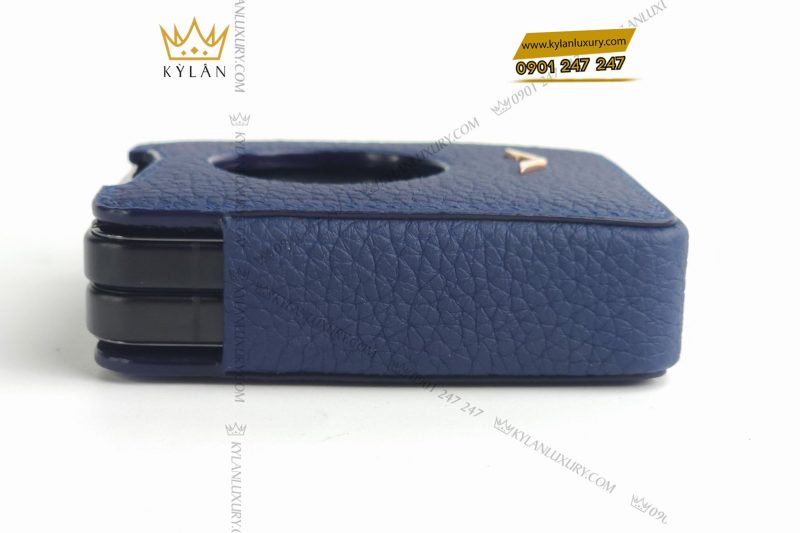 Bao da điện thoại màn hình gập Vertu Ironflip da Togo màu xanh blue