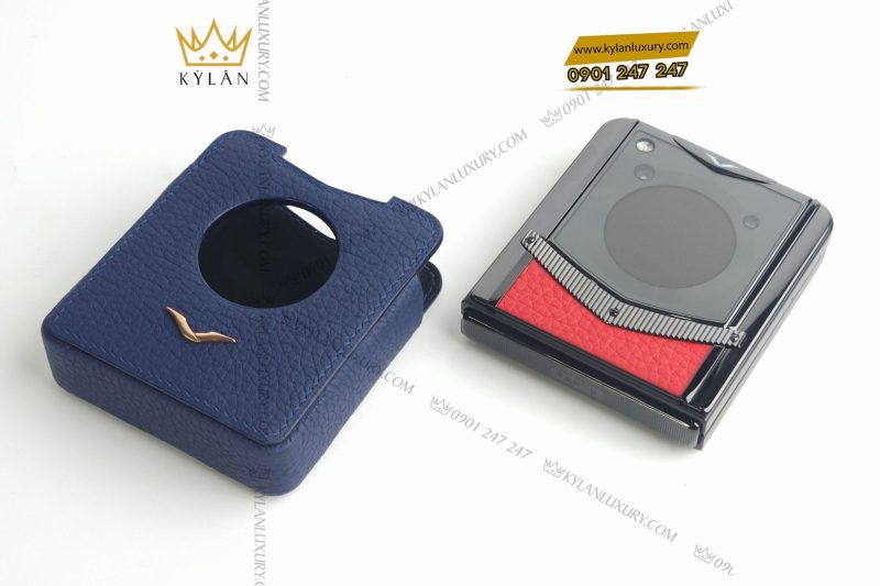 Bao da điện thoại màn hình gập Vertu Ironflip da Togo màu xanh blue